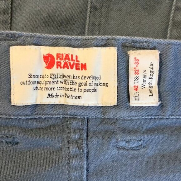 FjallRaven Women's Flat‎ Front Zipper Pocket Cotton Tapered Chinos Size 32 - Picture 6 of 13